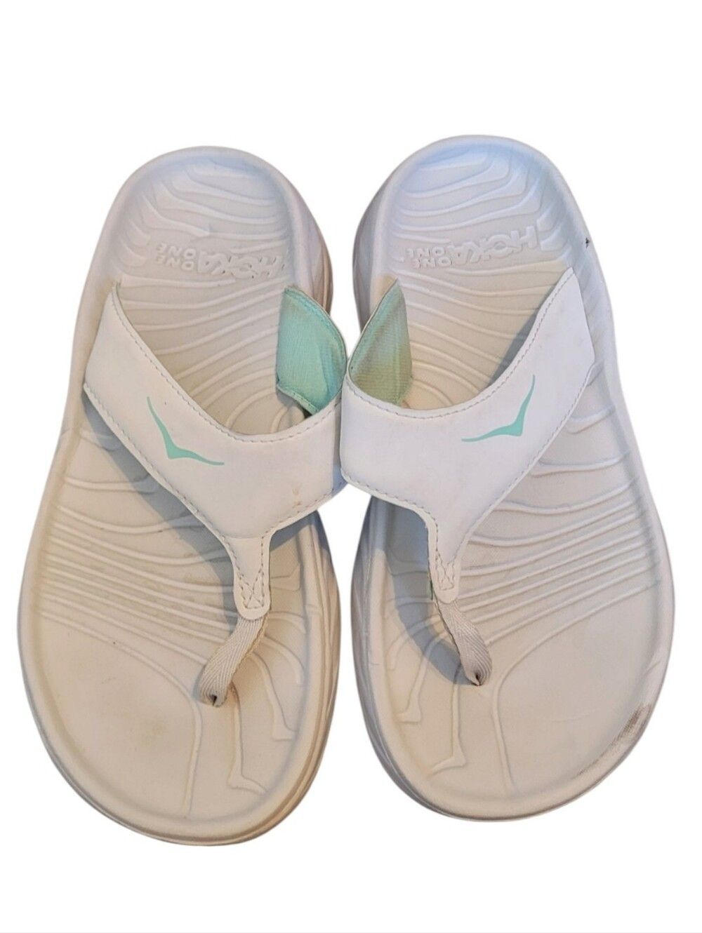 Hoka One One Grey Women’s Flip Flop Sandals with Mint Accent Size W7